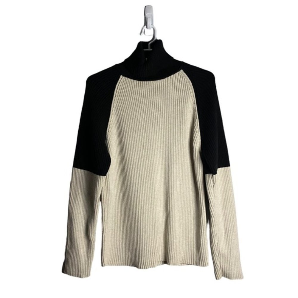 Penmans Women's Cream/Black Ribbed Turtleneck Sweater